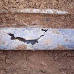 severely damaged sewer line