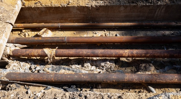 corroded underground metal pipes